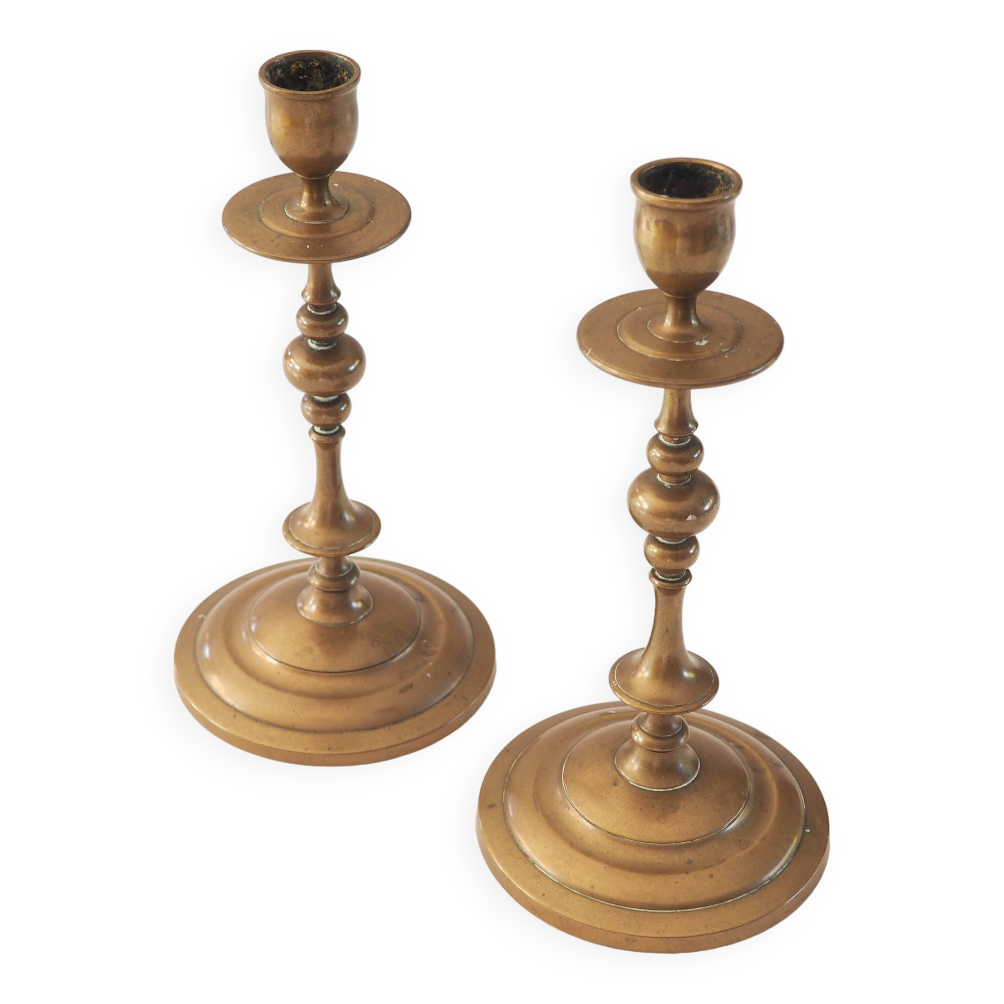 Pair of bronze candlesticks