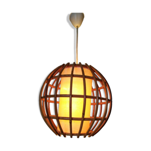 Suspension vintage rotin et papier