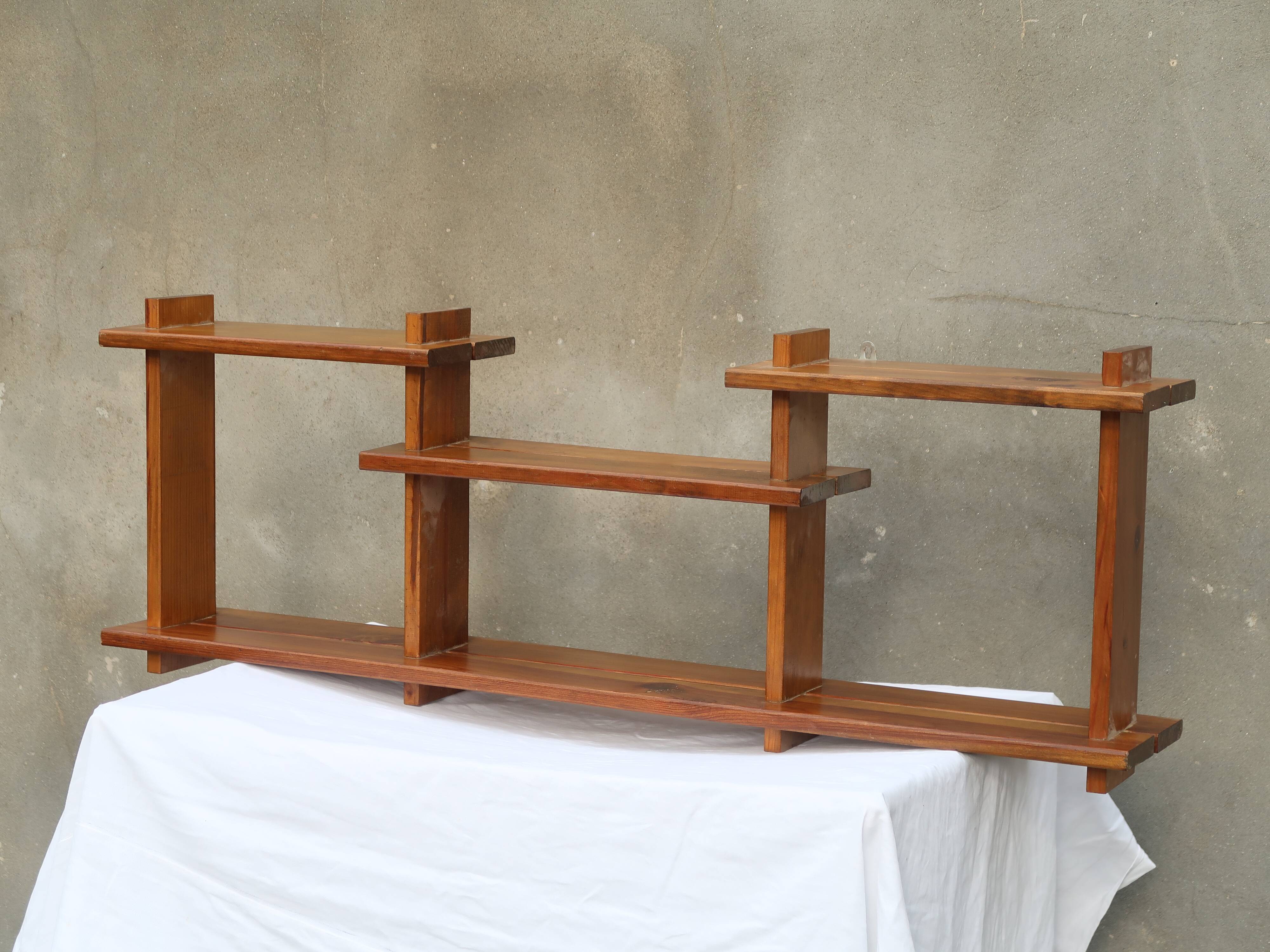 Vintage solid pine wall shelf