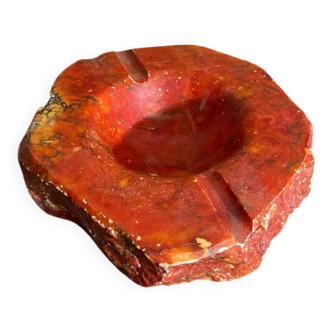Vintage 70s ROMANO BIANCHI Red Alabaster Ashtray Made in Italy