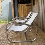 Pair of reupholstered armchairs from the 1970s.