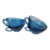 4 blue glass Vereco cups – 1970s
