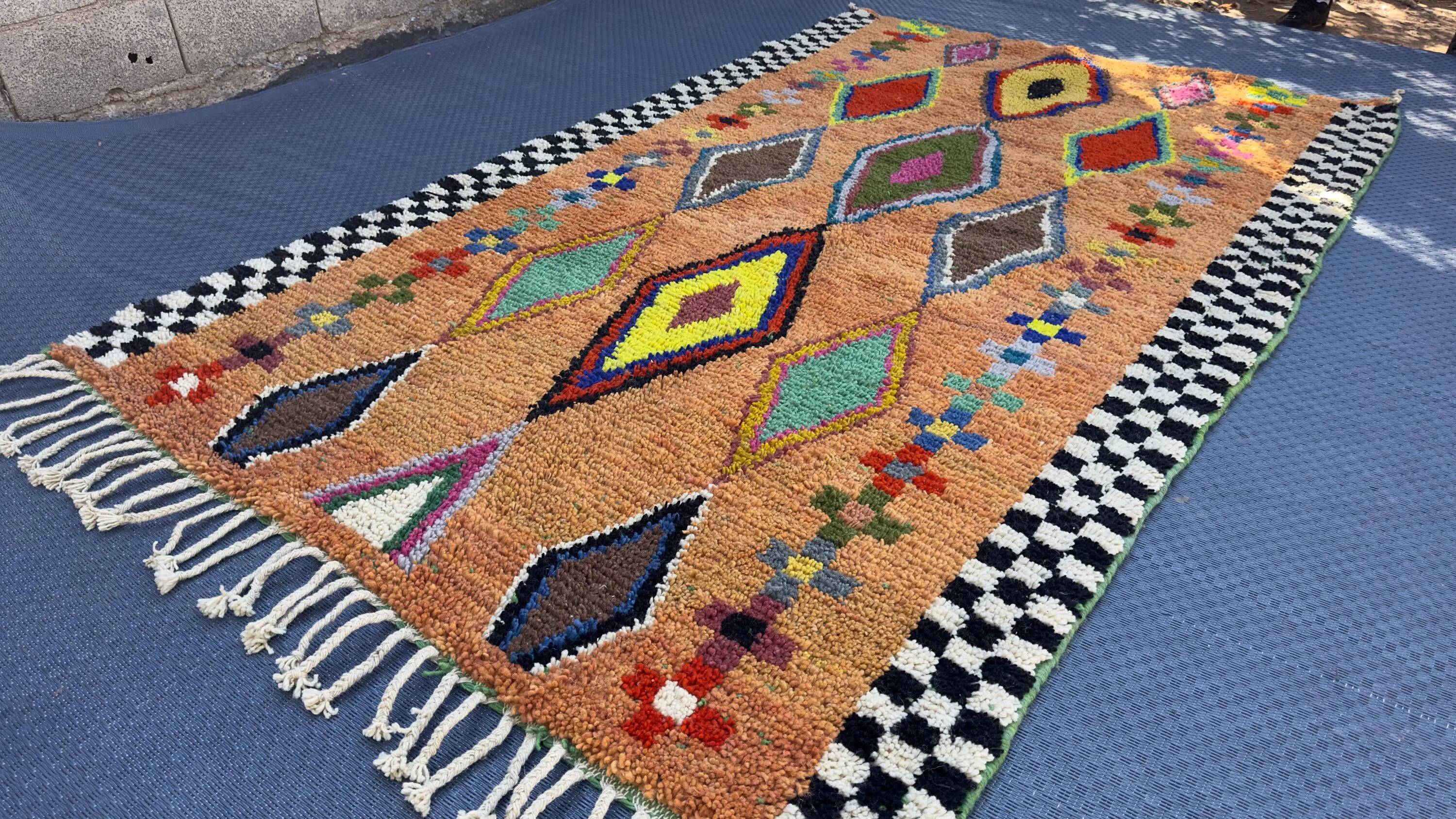 Handmade Berber rug, natural wool, 3x2 m