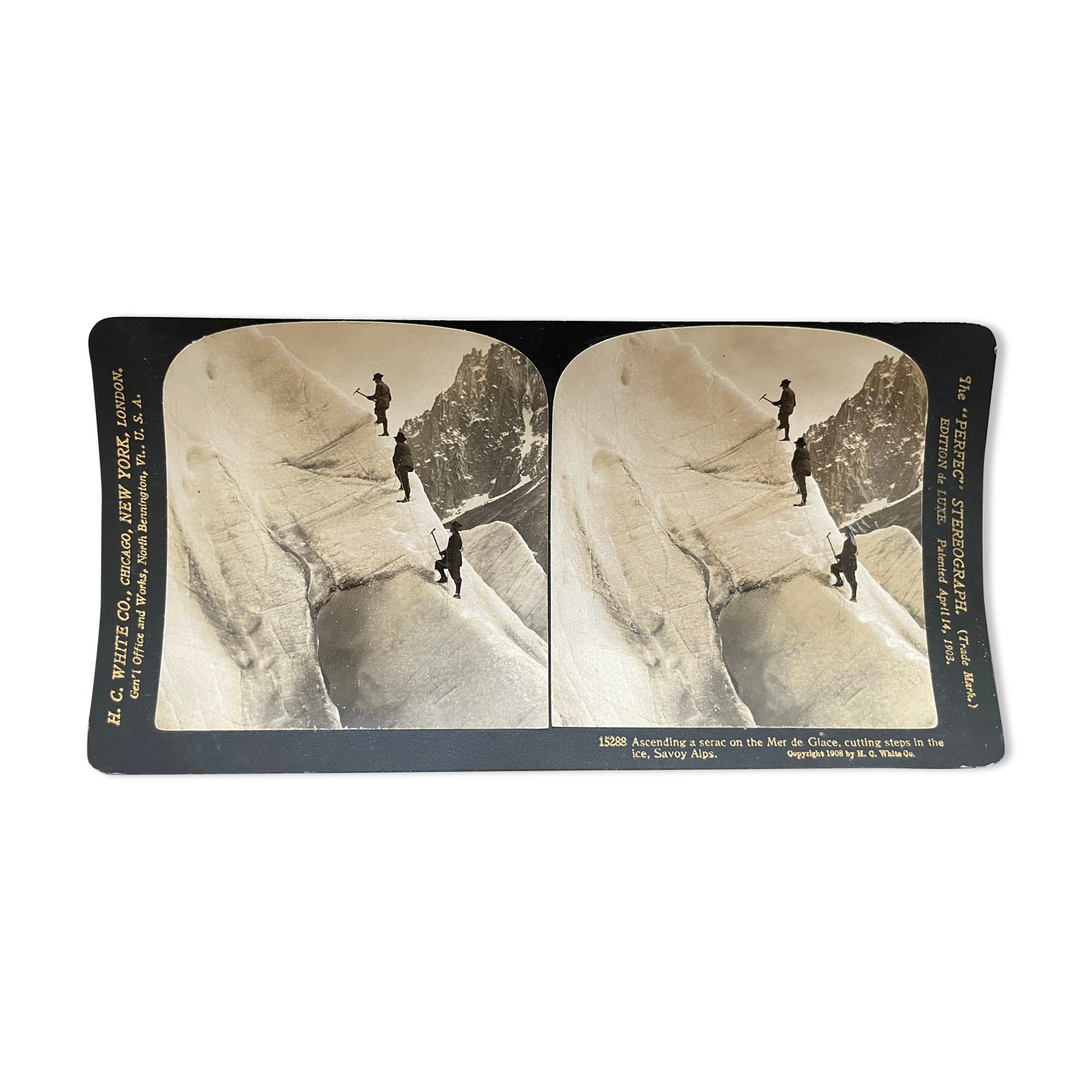 Old photography stereo, stereograph, luxury albumine 1903 Savoy Alps, Switzerland
