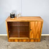 Vintage display cabinet with bar compartment, walnut, 60s