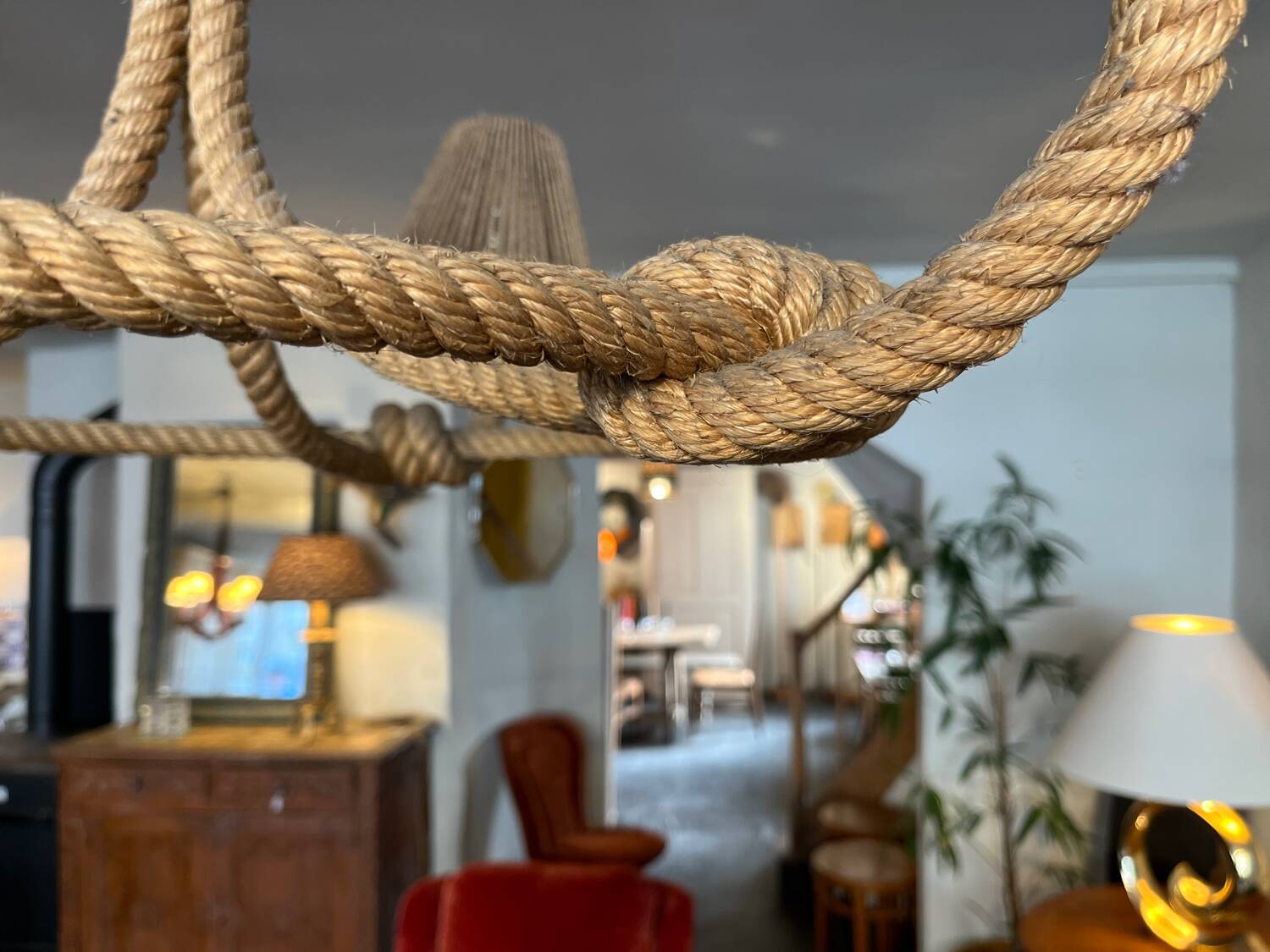 Cord chandelier 1970 Berthes Glasser