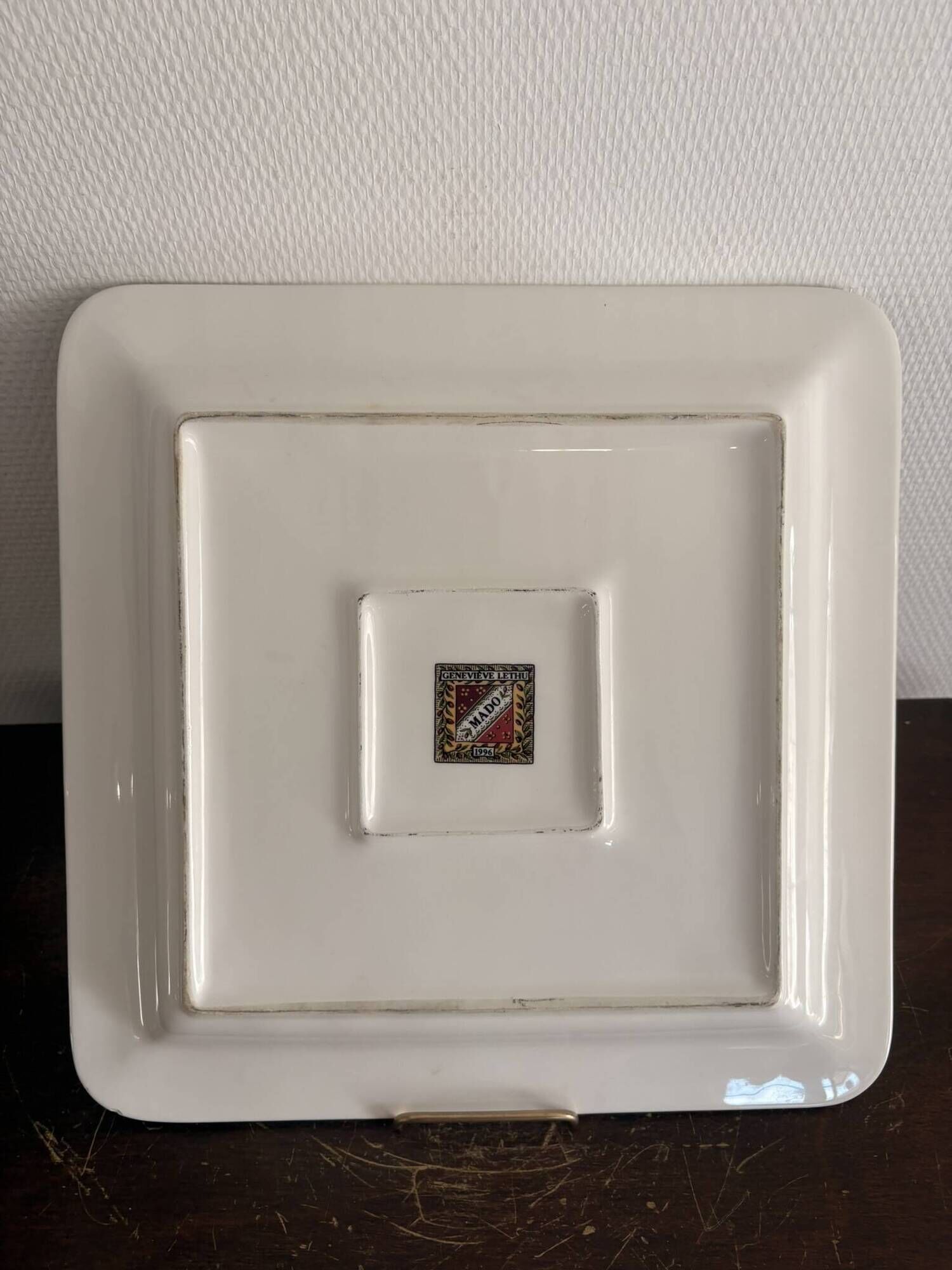 Large Square Plate Geneviève Lethu Mado Floral Decor 37x37cm