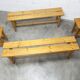 Ensemble 2 bancs et 2 tabourets en pin style montagnard 1970
