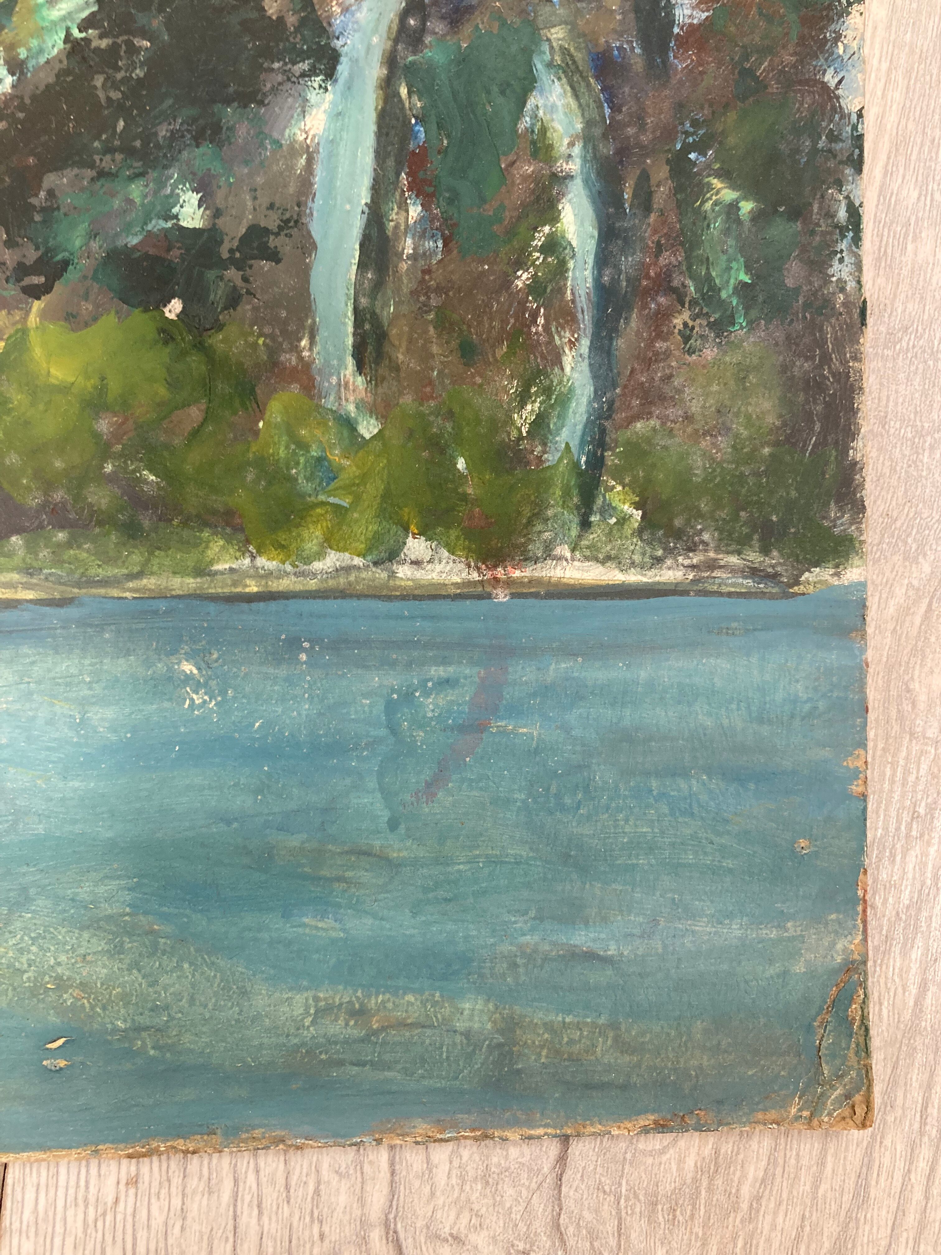 Oil painting on vintage cardboard