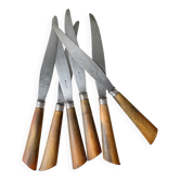 6 Vintage Horn Knives Silver Steel Blade LEPINE A LYON France 19th Century