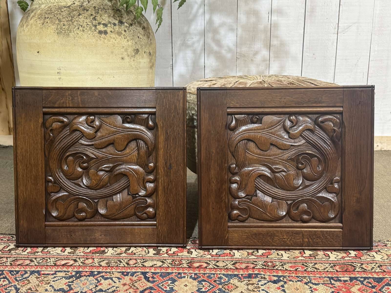 Pair of carved oak panels by Joseph Savina (1901-1983)