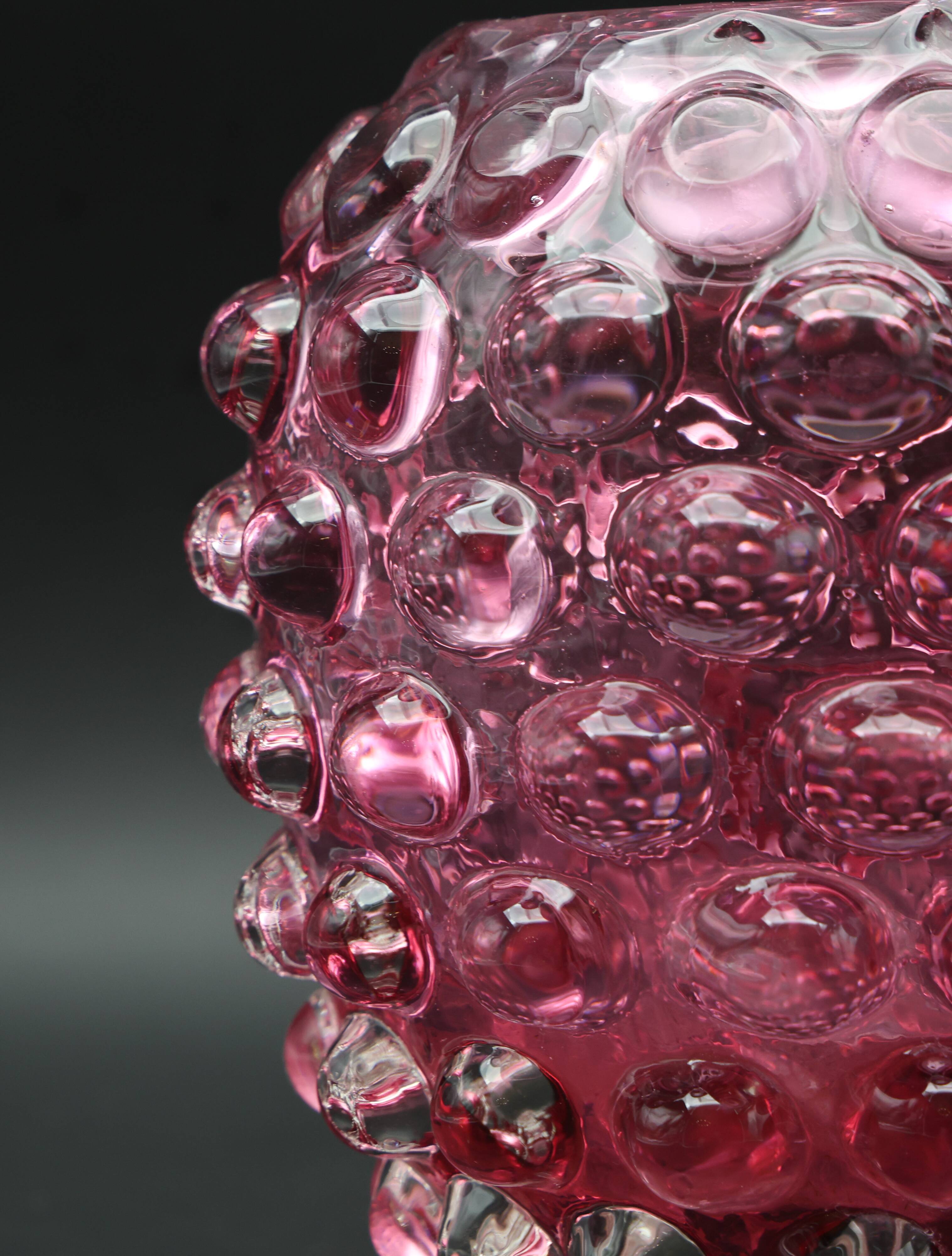 Extraordinary Pink Barovier e Toso Bugnato Vase
