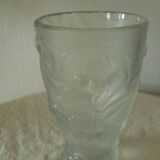 Frosted glass vase with relief cherry decoration