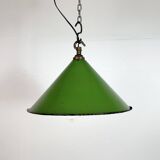 Industrial British Green Enamel Factory Pendant Lamp, 1950s