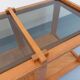 Vintage rectangular coffee table in pine and smoked glass from the 70s and 80s.