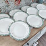 Set of 11 Longwy France earthenware dinner plates, Trianon model