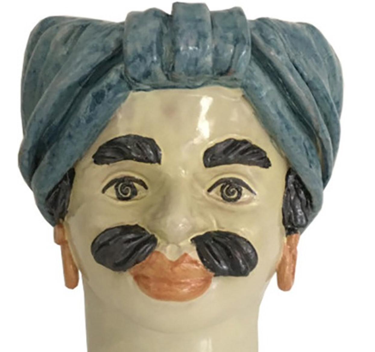 Blue turban head vase