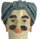Blue turban head vase