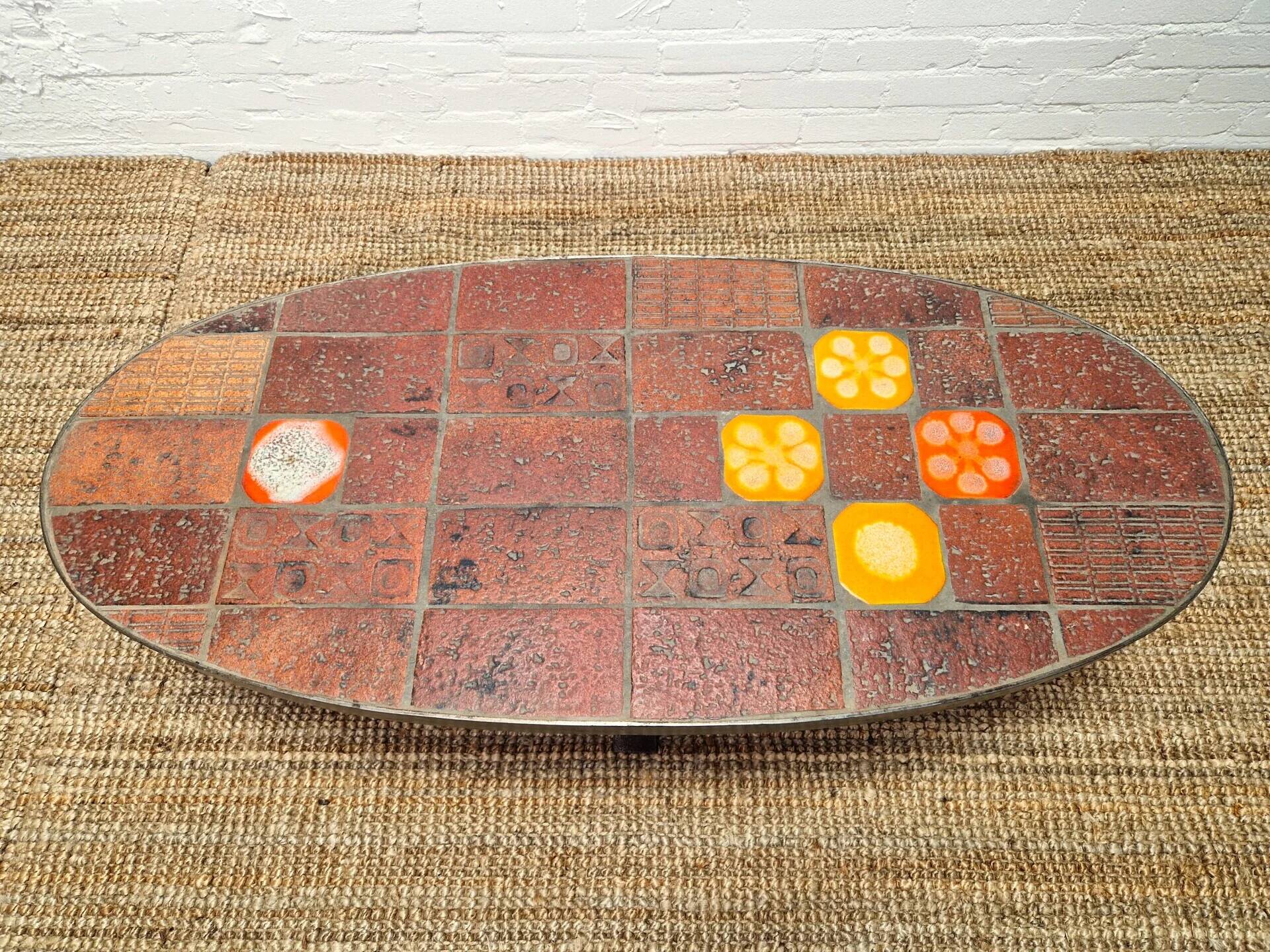 Jean Jaffeux lava stone and ceramic coffee table