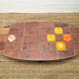 Jean Jaffeux lava stone and ceramic coffee table