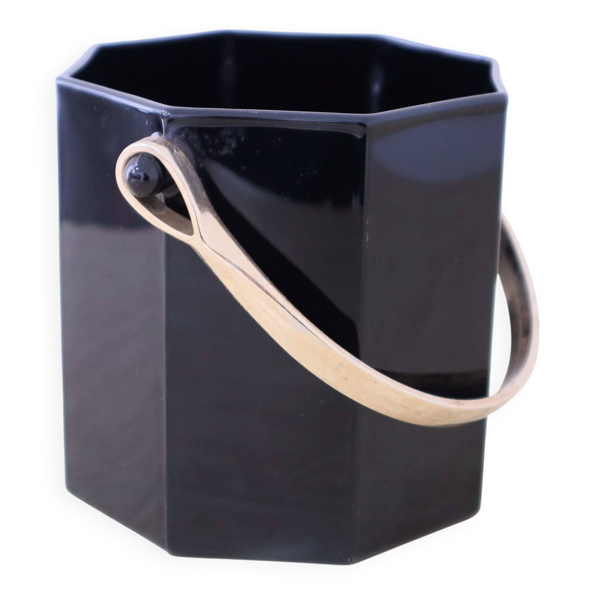 Arcoroc "Octime" black vintage ice bucket