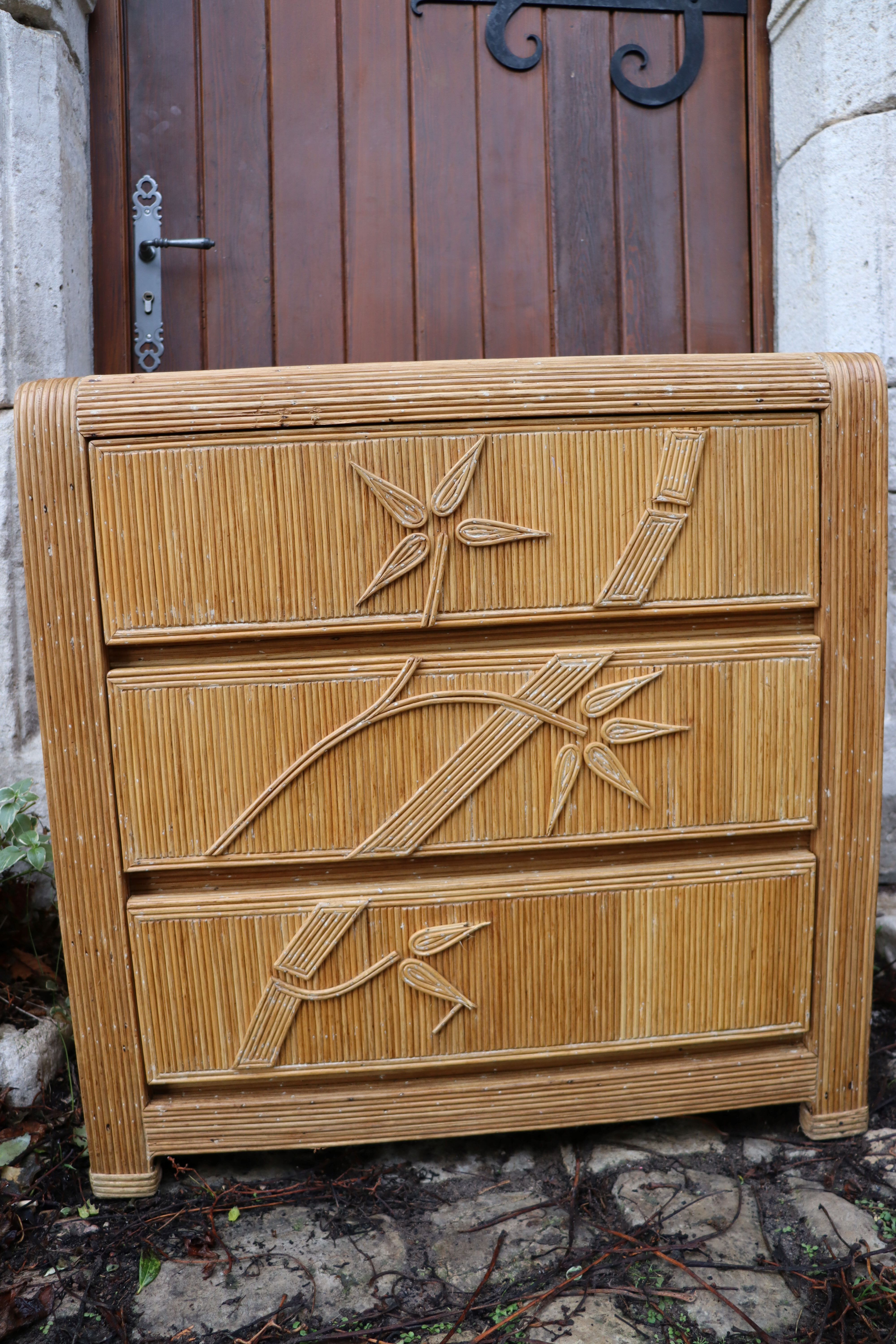 Rattan chest of drawers