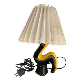 Lampe céramique années 50 Vallauris noir et jaune