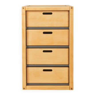 Flötotto chest of drawers, 1970s, beech, grey HPL, 4 drawers