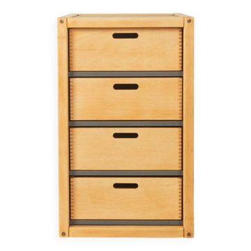 Flötotto chest of drawers, 1970s, beech, grey HPL, 4 drawers