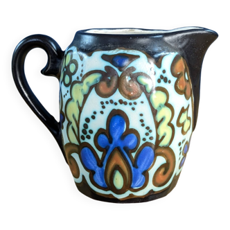 Art Deco Creamer Milk Jug in Glazed Stoneware Bergen Belgium CMM Numbered