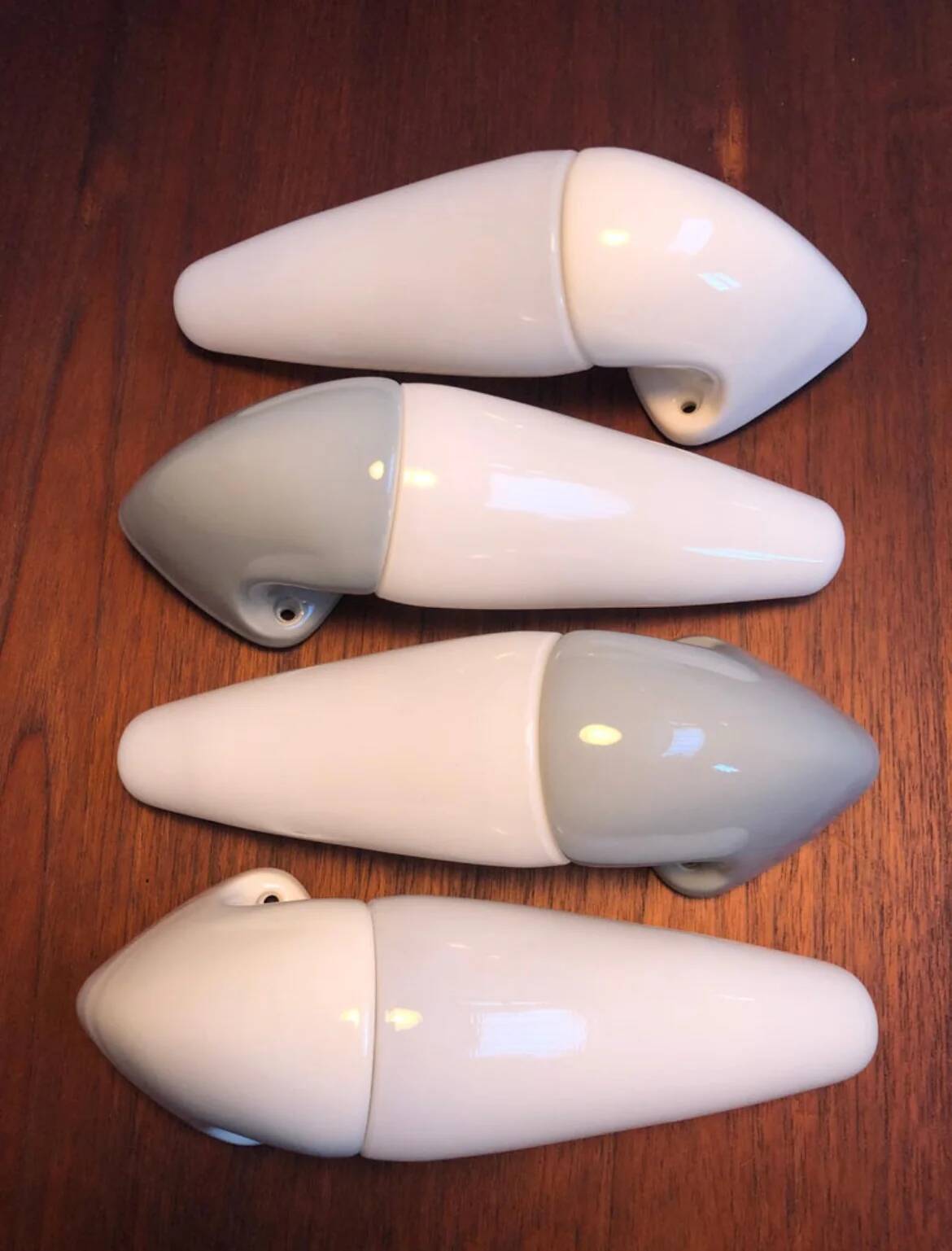 Vintage Ifö of Sweden ceramic bathroom lamps with opaline shades from the 1960s