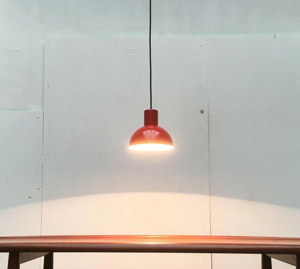 Mini bunker metal pendant lamp from the mid-century by Johannes Hammerborg for Fog & Mørup, 1970s.
