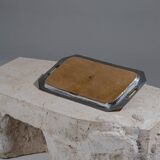 Plateau brutaliste en métal et laiton, David Marshall, 1970