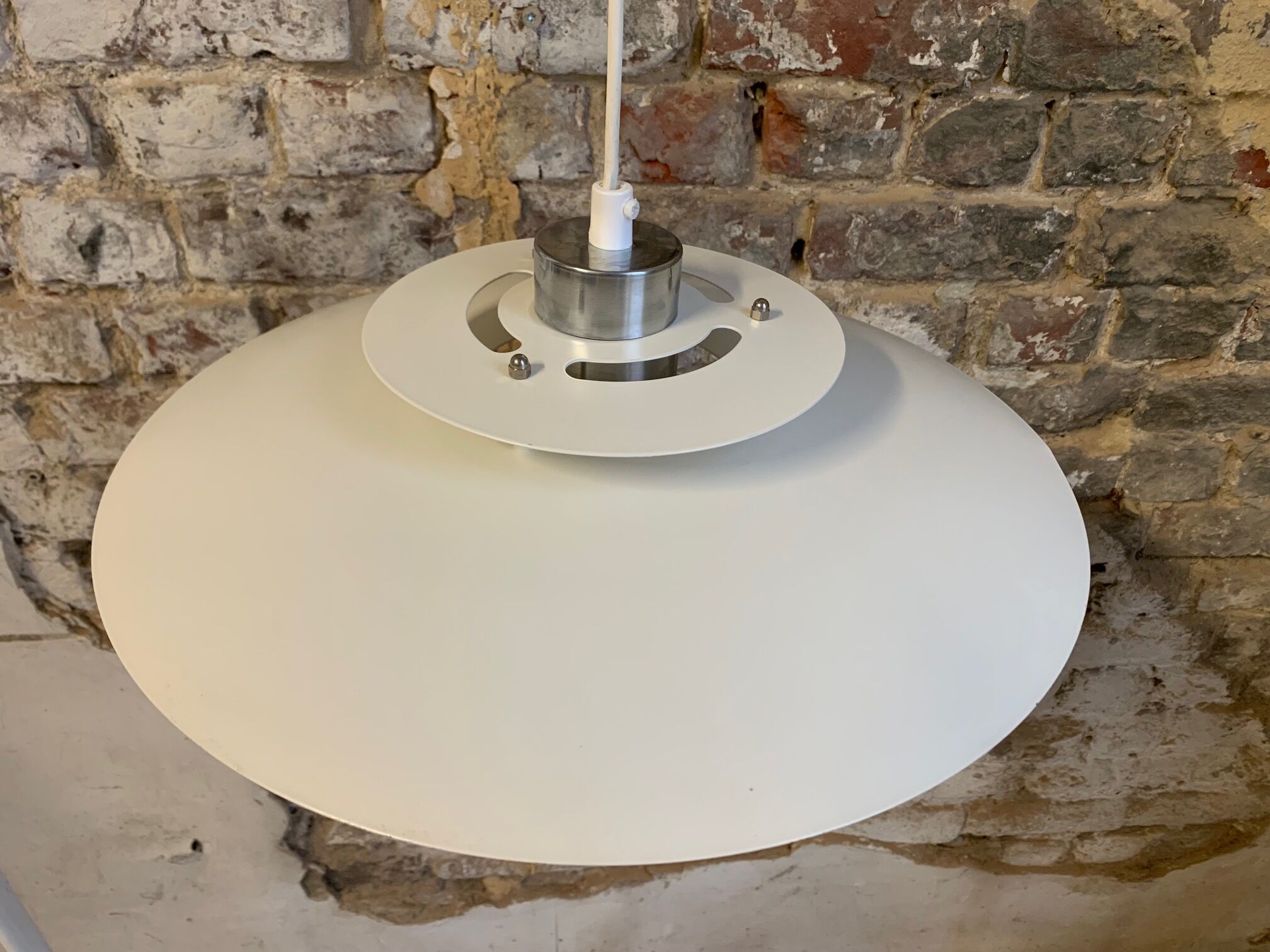 Beige/white pendant lamp by the Danish company Lyskaer, 1970-80, model 411