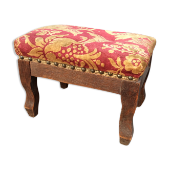 Tabouret repose-pieds ancien Louis XV chene oak French vintage footstool