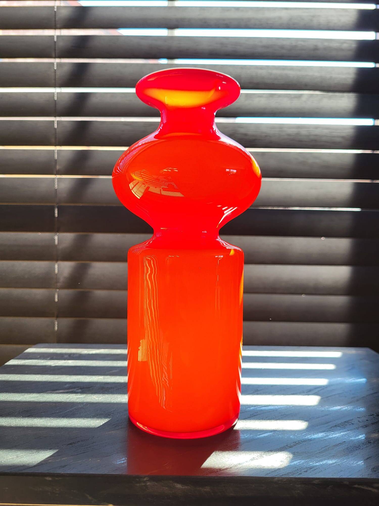 Scandinavische glazen hooped vaas Per Lütken voor Holmegaard, Denmark, 1950