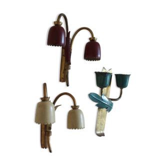 3 wall lamp, lily of the valley, from the 40s, vintage
