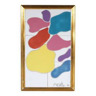 Framed ceramic artwork from the 1990s by Jan Snoeck, Netherlands.