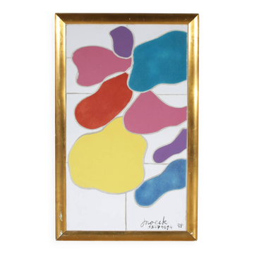 Framed ceramic artwork from the 1990s by Jan Snoeck, Netherlands.