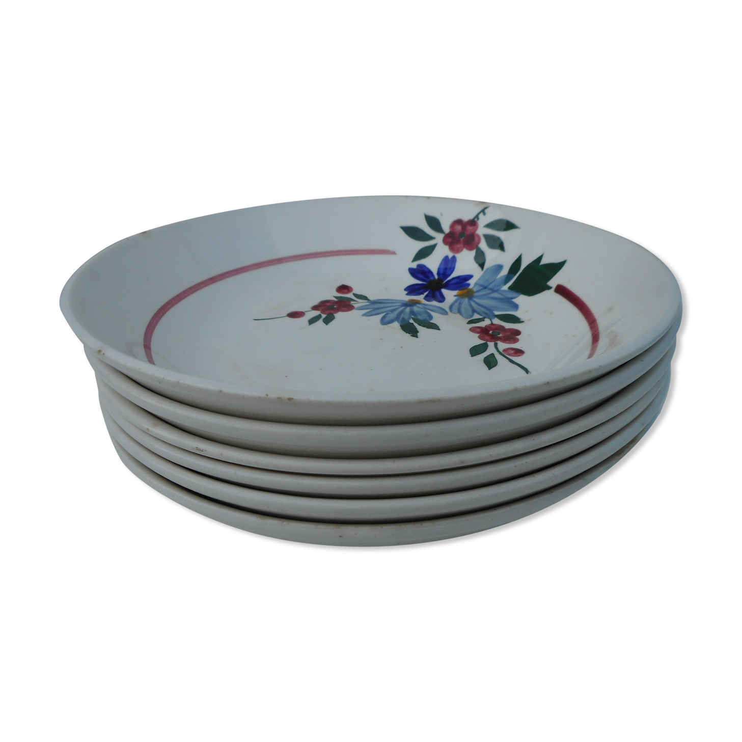 Set of six hollow plates "cap" in earthenware