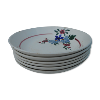 Set of six hollow plates "cap" in earthenware