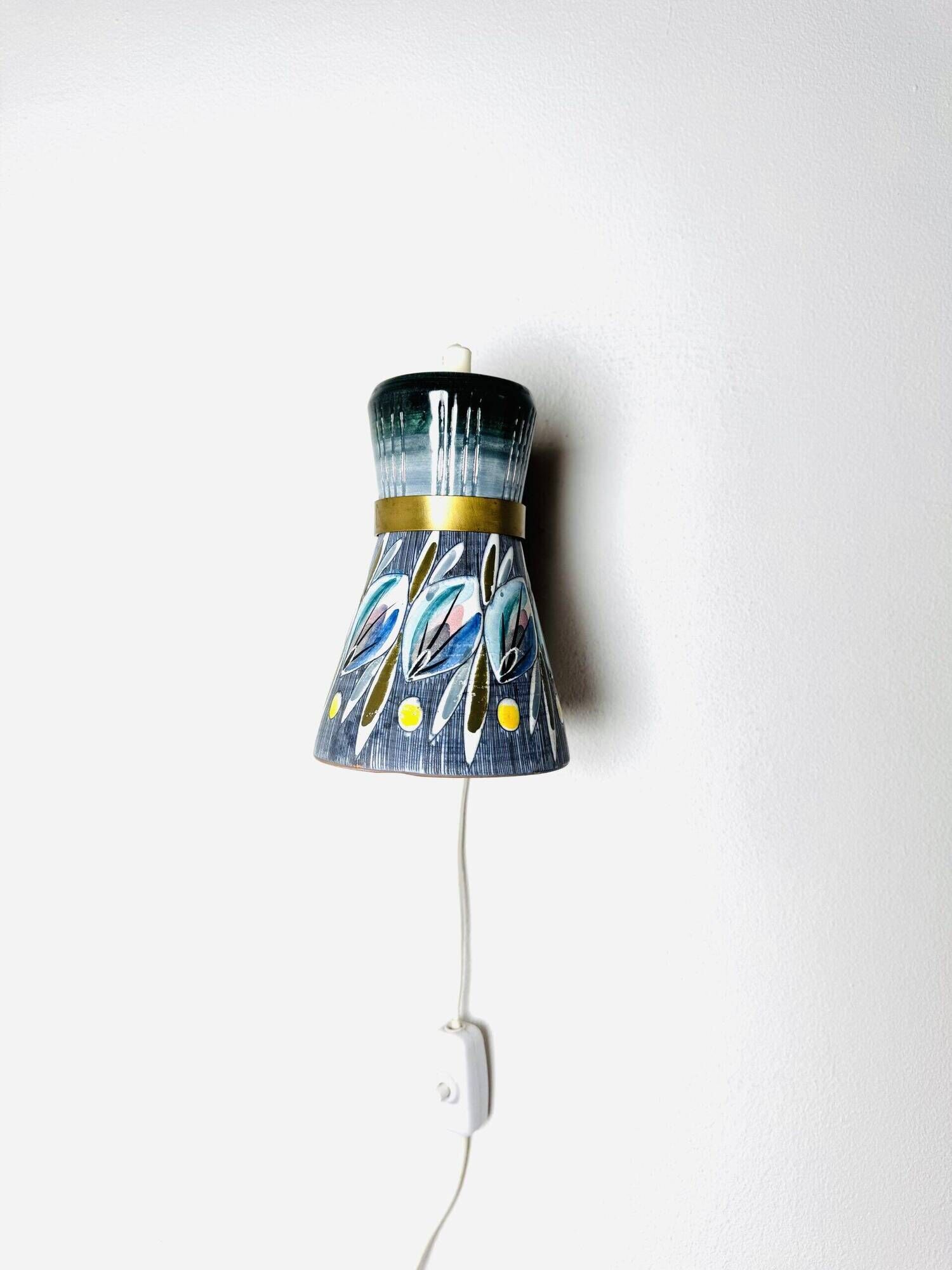 Decorative Sgraffito Ceramic Wall Lamp By Tilgmans Keramik, Sweden 1960S
