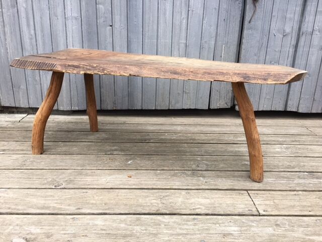 Brutalist bench solid wood tripod