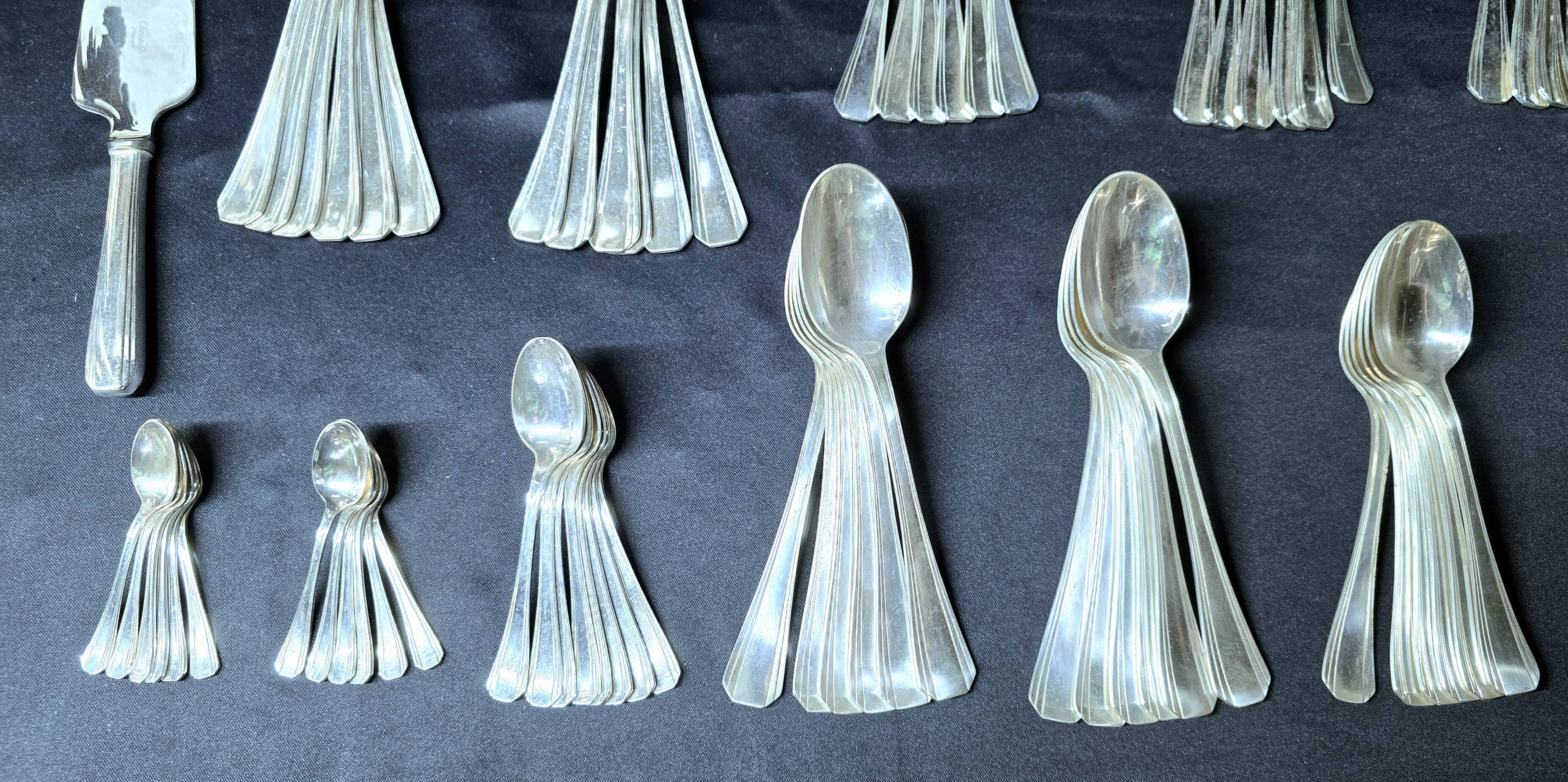 Christofle "Boréal" silver-plated cutlery set, 149 pieces in its box