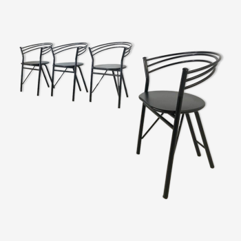 4 chaises design en acier vers 1980