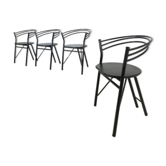 4 chaises design en acier vers 1980