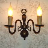 French Vintage Double Light Bronze Vintage Flemish Style Wall Light 5352
