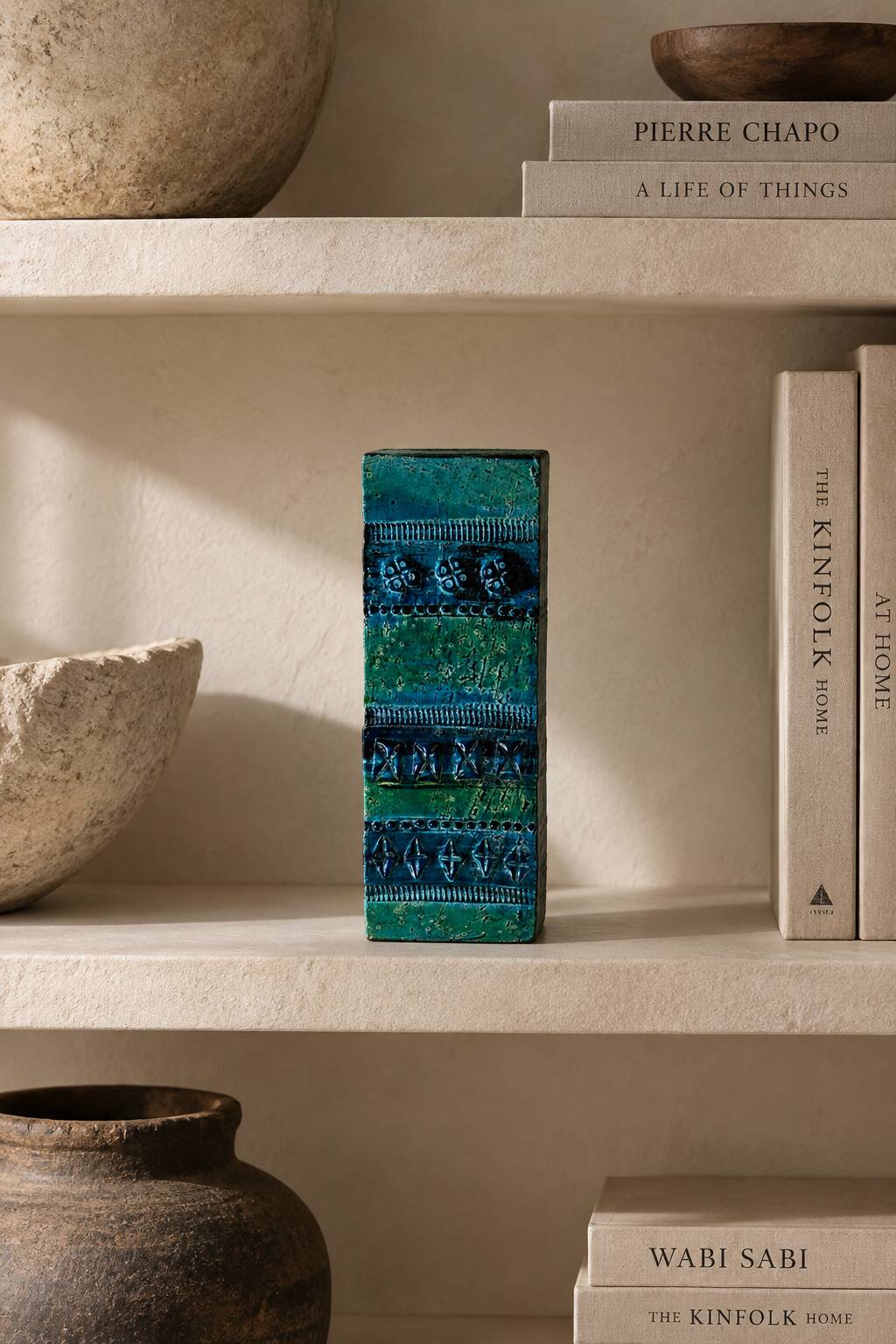Aldo Londi for Bitossi "Rimini Blu" vase in Etruscan revival ceramic, 1960s.