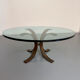 Table basse en verre épais pied métal design italien années 70 vintage
