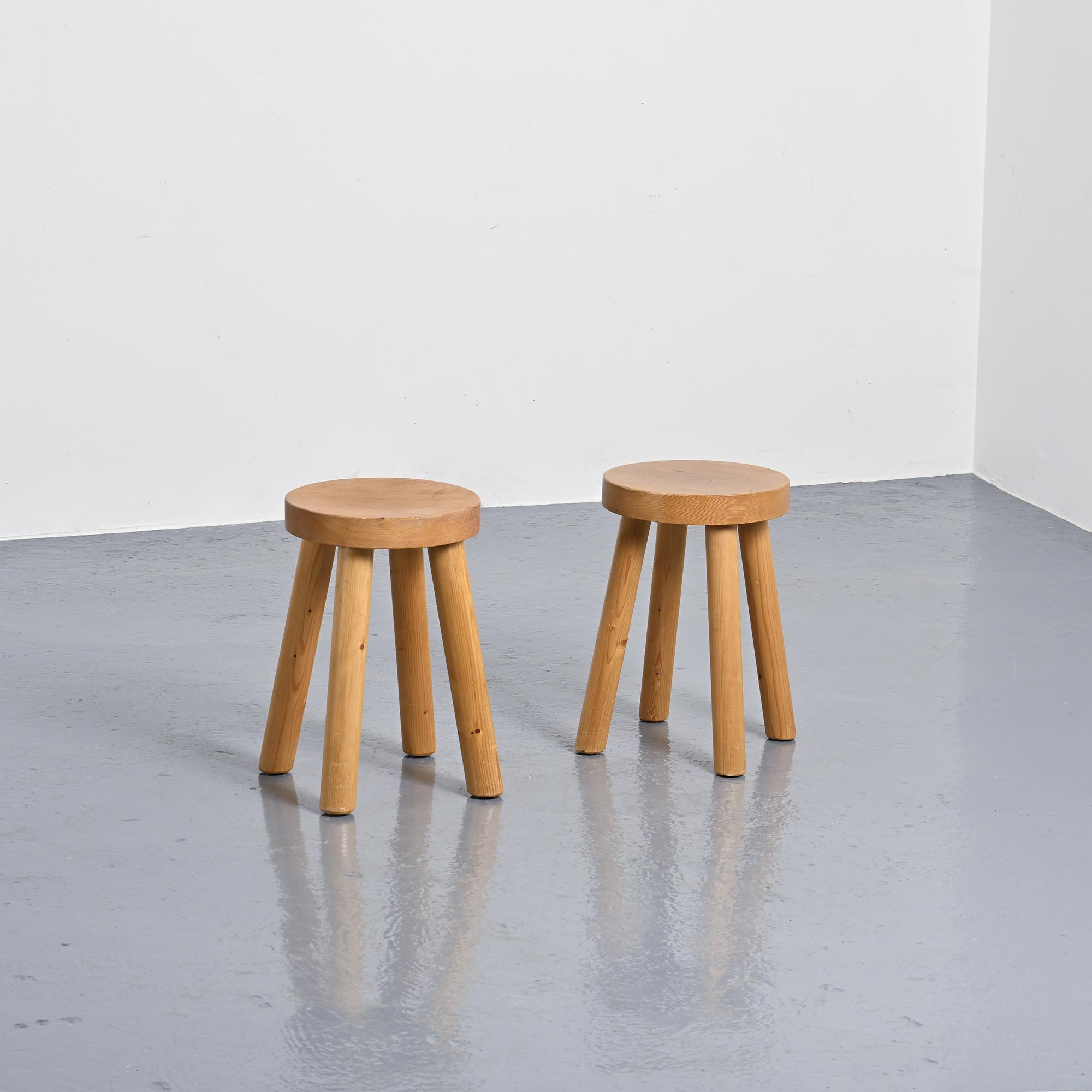 Paire de tabourets par René Martin, Méribel, circa 1965